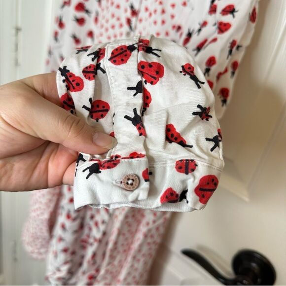 Stella McCartney Kids White Red Ladybug Heart Button Down Shirt Dress Girly Cute - Picture 6 of 9
